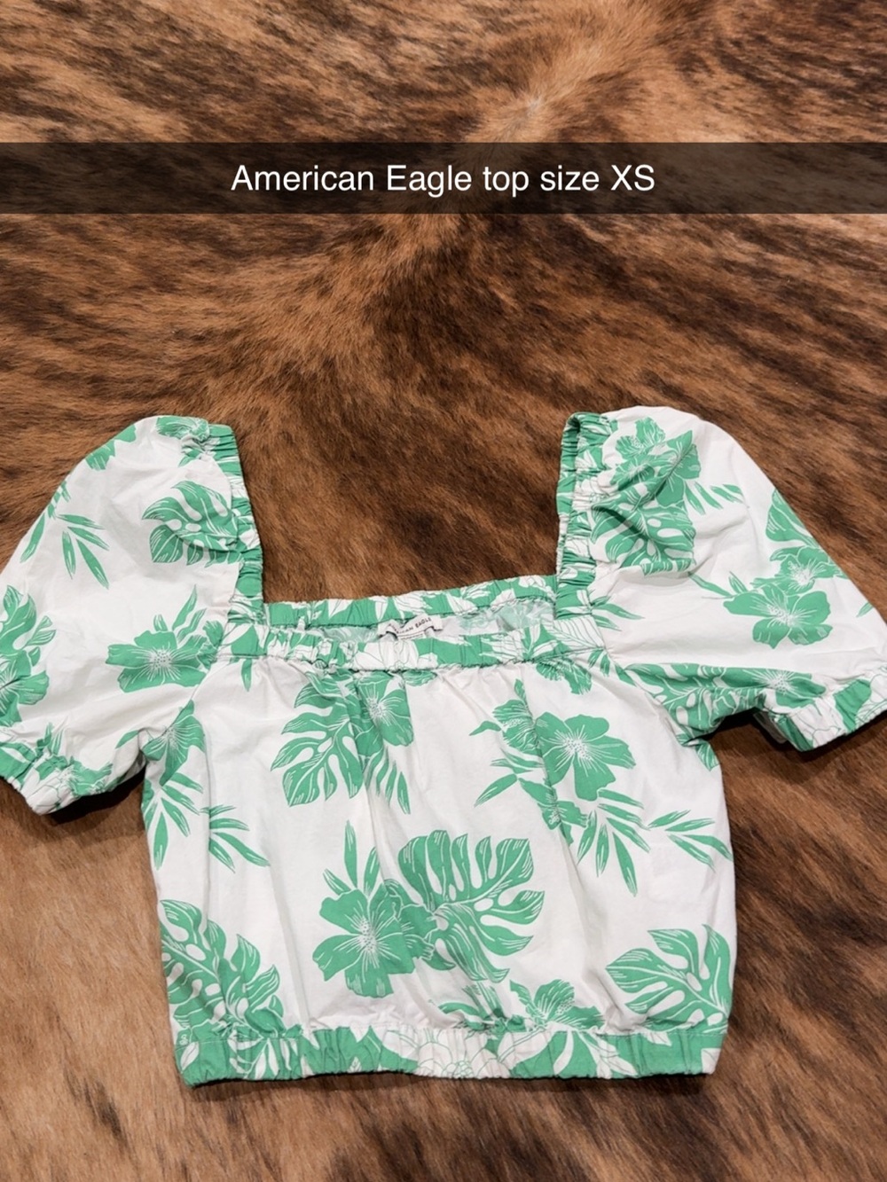American Eagle Outfitters white and green floral crop top